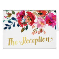 Floral Watercolor Gold Wedding Evening Reception Card