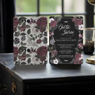 Floral Watercolor Gothic Soirée Halloween Party Invitation
