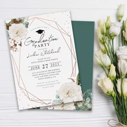 Floral Watercolor Graduation Party Foil Invitation