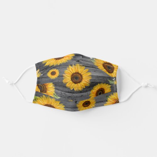 Floral Watercolor Gray Yellow Sunflower Cloth Face Adult Cloth Face Mask