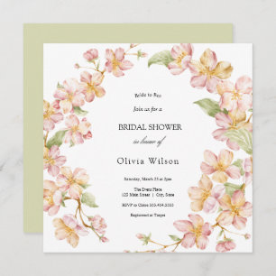 floral watercolor greenery elegant bridal shower invitation