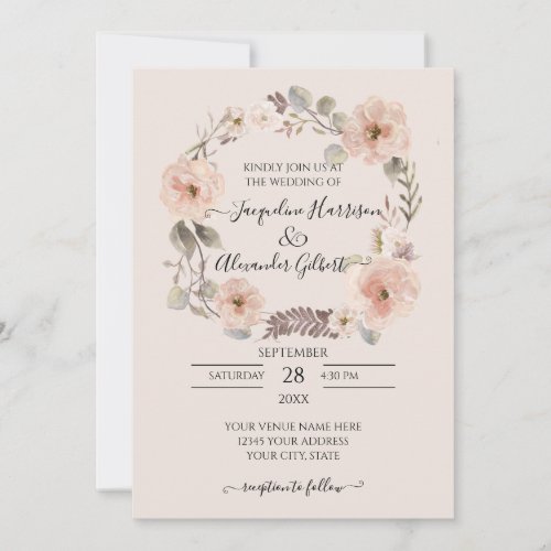 Floral Watercolor greenery rustic botanical blush