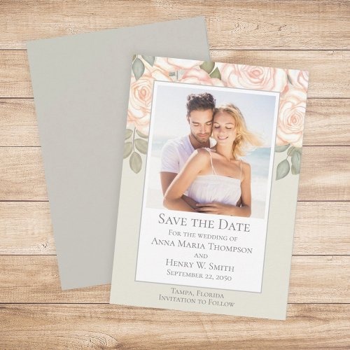Floral Watercolor Greenery Save the Date Sage Invitation