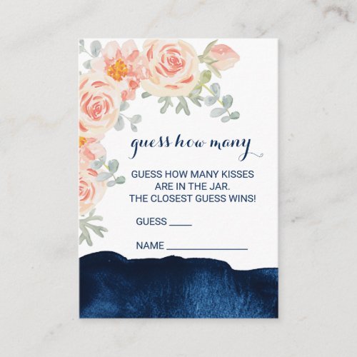 Floral  Watercolor Guess How Many Kisses Cards