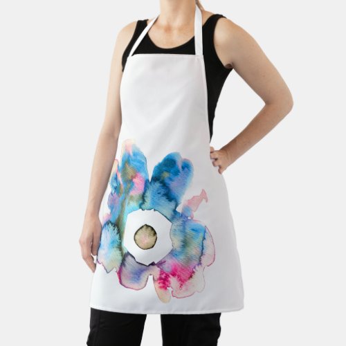 Floral watercolor hand drawn abstract art apron