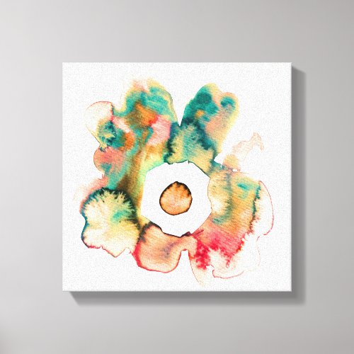 Floral watercolor hand drawn abstract art canvas p