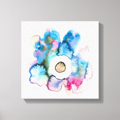 Floral watercolor hand drawn abstract art canvas print
