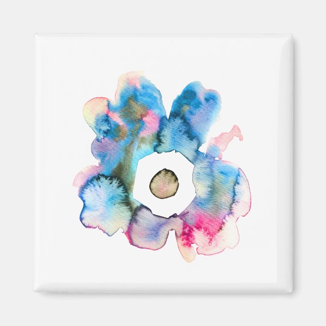 Floral watercolor hand drawn abstract art magnet (Front)