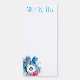 Floral watercolor hand drawn abstract art magnetic notepad