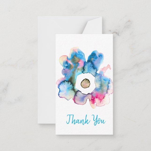Floral watercolor hand drawn abstract art note card (Front)