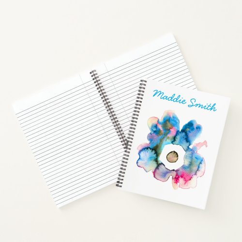 Floral watercolor hand drawn abstract art notebook