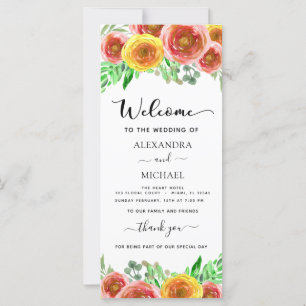 Floral Watercolor Hand Lettered Wedding Program