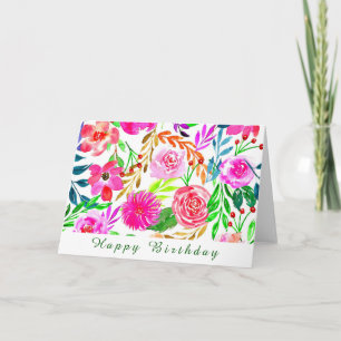 FLORAL WATERCOLOR HAPPY BIRTHDAY CARD