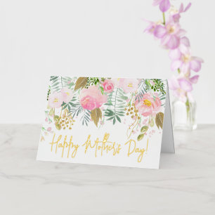 Floral Watercolor Happy Mother's Day Foil Holiday Card