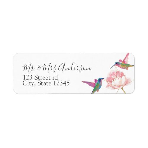 Floral Watercolor Hummingbird Address Label