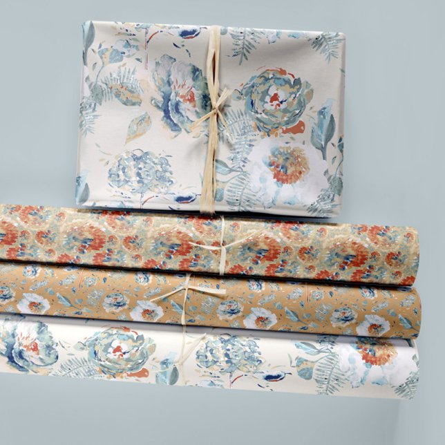 Floral Watercolor Hydrangea Decoupage Wrapping Paper Sheets (Watercolor Elegant Hydrangea Blossoms Floral Wrapping Paper Sheets from Studio Posies. )