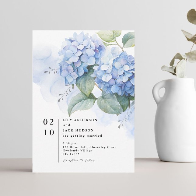 Floral Watercolor Hydrangea Wedding Invitation (Creator Uploaded)