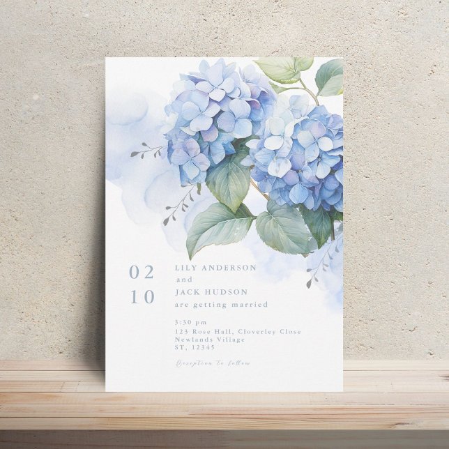 Floral Watercolor Hydrangea Wedding Invitation (Creator Uploaded)