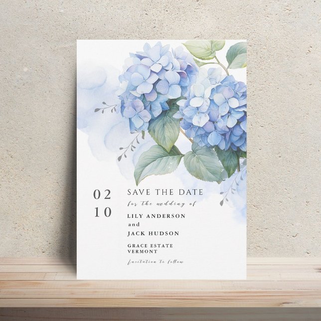 Floral Watercolor Hydrangea Wedding Save The Date  Invitation (Creator Uploaded)