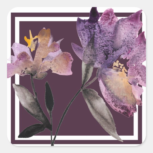 Floral Watercolor III Square Sticker (Front)