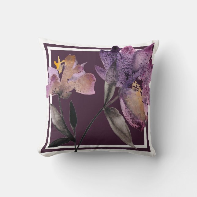 Floral Watercolor III Throw Pillow (Front)