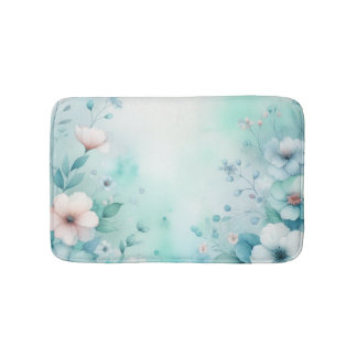 Floral watercolor in soft pastel colors  bath mat