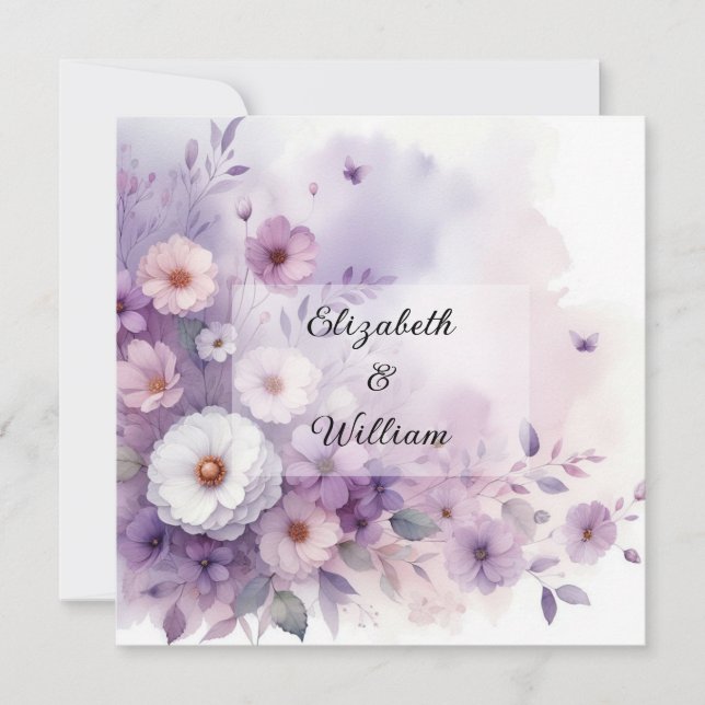 Floral watercolor in soft pastel colors  invitation (Front)