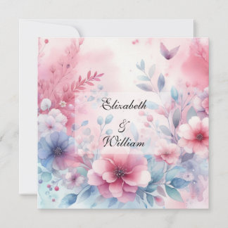 Floral watercolor in soft pastel colors  invitation