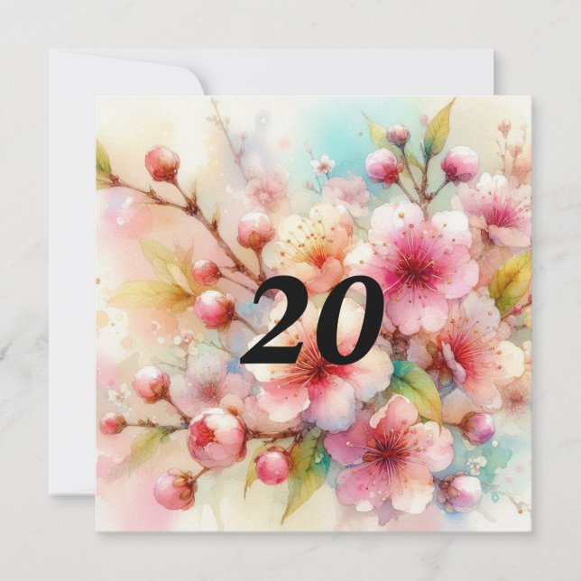 Floral watercolor in soft pastel colors  invitation (Front)