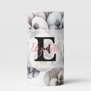 Floral watercolor in soft pastel colors  pillar ca candle