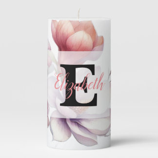 Floral watercolor in soft pastel colors pillar ca pillar candle