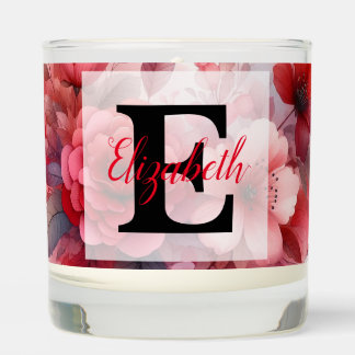 Floral watercolor in soft pastel colors scented candle
