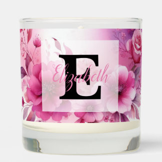 Floral watercolor in soft pastel colors scented candle
