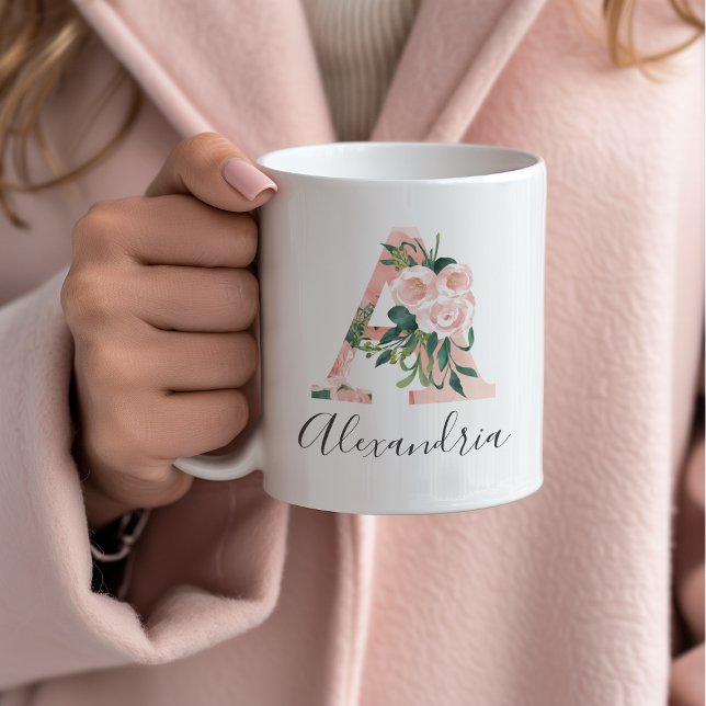 Floral Watercolor Initial Mug - A (Creator Uploaded)