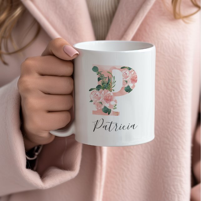 Floral Watercolor Initial Mug - P (Creator Uploaded)