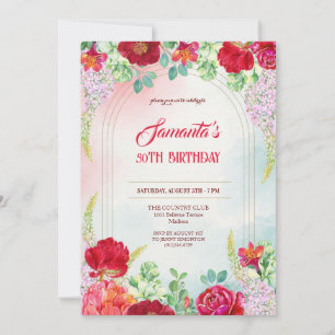 Floral Watercolor Invitation 50th Birthday