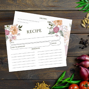 Floral Watercolor, Kitchen Recipe Card