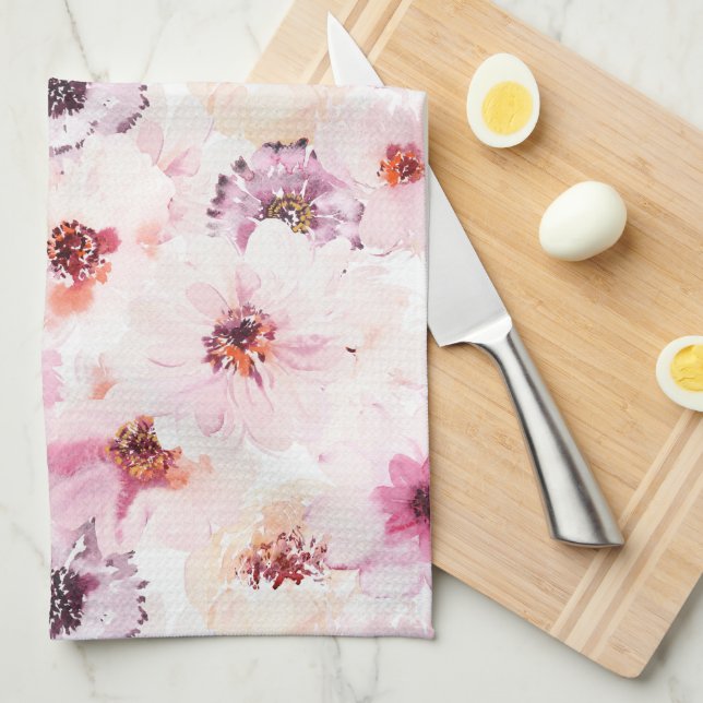 Floral Watercolor Kitchen Towel (Quarter Fold)