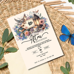 Floral Watercolor Lantern ramadan Iftar Invitation