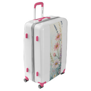 Floral Watercolor Lavender & Cosmos Design Luggage