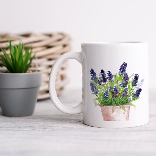 Floral Watercolor Lavender Giant Coffee Mug