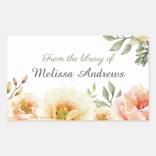 Floral Watercolor Library Of Name Book Stickers