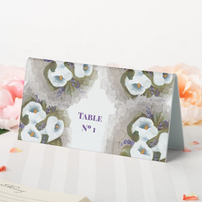 Floral watercolor lilies bouquet table tent (Creator Uploaded)