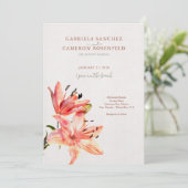 Floral Watercolor Lillies Terracotta Invitation (Standing Front)