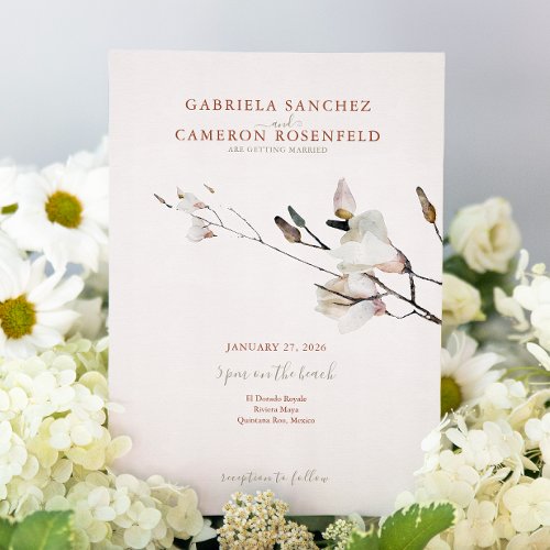 Floral Watercolor Magnolia Terracotta Invitation