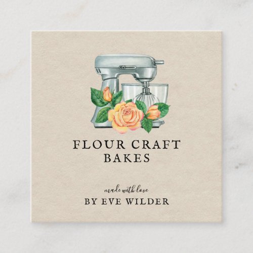Floral Watercolor Mixer Baker Bakery Business Card