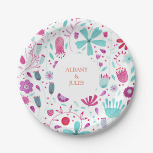 Floral Watercolor Modern Paper Plates