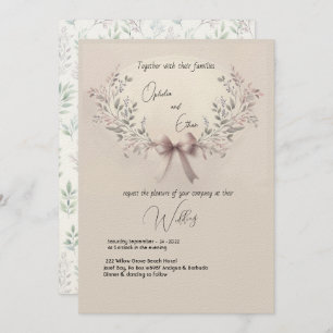 Floral watercolor Modern Typography wedding Invitation