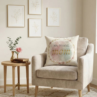 Floral Watercolor Mom Quote Pillow Design