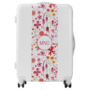 Floral Watercolor Monogram Art Luggage